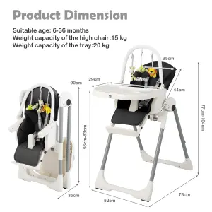 Costway 4-in-1 Folding Baby High Feeding Chair W/ 7 Heights 4 Reclining Angles