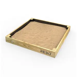 Rebo Wooden Sandpit Ball Pool Square Frame Sandbox 100cm x 100cm