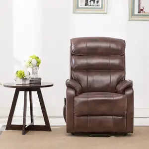 Buckingham Single Motor Electric Rise Recliner Bonded Leather Armchair Sofa Mobility Chair (Brown)