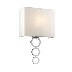 Elstead Ria Medium 1 Light Wall Light, Polished Chrome, Ivory Faux Silk Shade