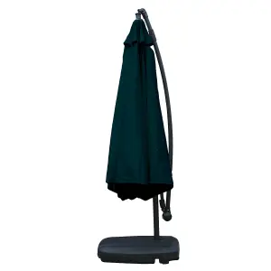 KCT Garden Parasol 3.5m Large Green Cantilever with Base