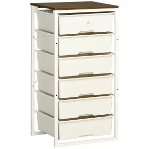 HOMCOM Chest of Drawers, 6 Drawer Unit Storage Chest Bedroom Living Room White