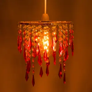 Innoteck Sunbeam Ceiling Chandelier Acrylic Light Shade With Sparkly Acrylic Droplets- Gradient Clear, Amber to Orange