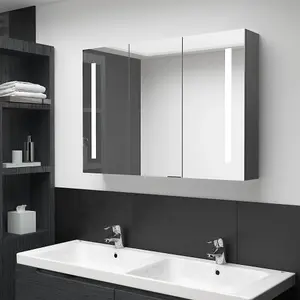 Berkfield LED Bathroom Mirror Cabinet 89x14x62 cm Grey