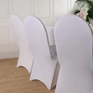 Seat Cover Chair Slip Stretch Dining Wedding Banquet Protector, White - 4PC