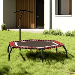 48in Bungee Cords Hexagonal Trampoline with Adjustable T-Bar Handle in Red