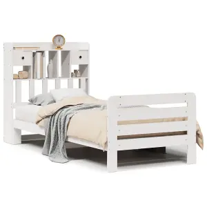 Berkfield Bookcase Bed without Mattress White 100x200 cm Solid Wood Pine