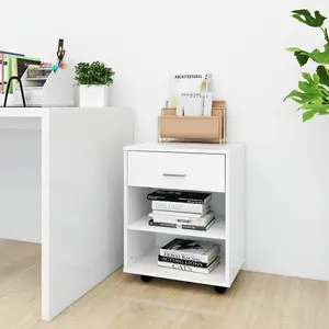 Berkfield Rolling Cabinet White 46x36x59 cm Engineered Wood