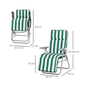 2 Piece Green Folding Sun Loungers Set / Stylish Comfort for Outdoor Relaxation