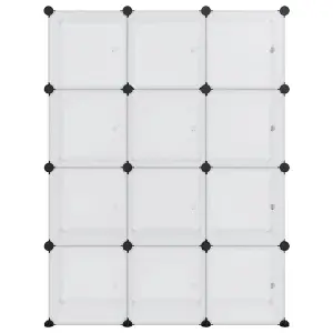 Storage Cube Organiser with 12 Cubes and Doors Transparent PP