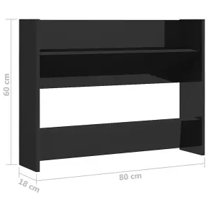 Wall Shoe Cabinet High Gloss Black 80x18x60 cm Engineered Wood