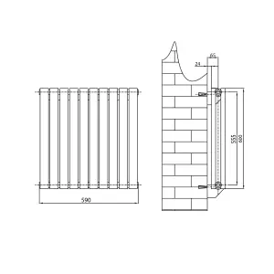 Kensington White Double Horizontal Radiator - 600x590mm