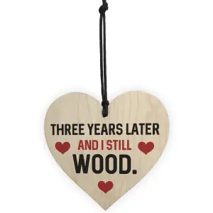 Funny 3rd Anniversary Gift For Wife Husband Wood Heart Gift For Him Her Keepsake