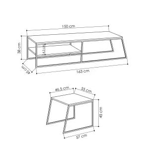 Decortie Pal Modern TV Unit Multimedia Centre Mocha Grey with Storage TV Cabinet 163cm