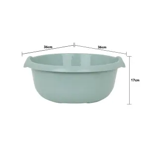 Wham 3 Piece Casa Multi-Functional Round Plastic Bowl Set Silver Sage (28cm, 32cm & 36cm Bowls)