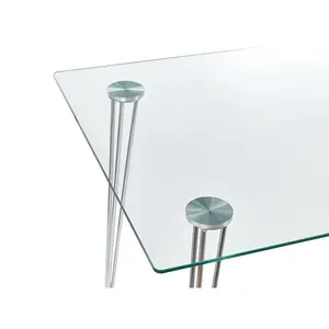 Sowams Glass Top Metal Base Dining Table