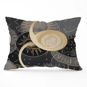 Abstract Silver Gold Sun and Moon Cushions 33cm x 48cm