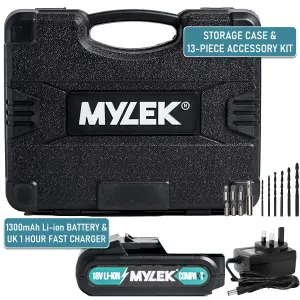 MYLEK BMC Cordless Drill with MYLEK 4ORCE 204 Piece Accessory Kit