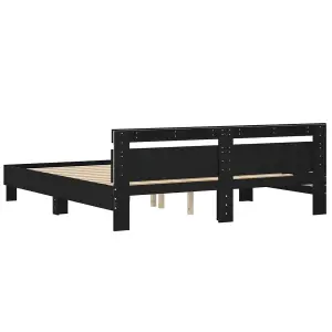 Berkfield Bed Frame with LED without Mattress Black 160x200 cm