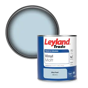 Leyland Trade Vinyl Matt Walls & Ceilings Emulsion Paint Blue Pearl (PPG1157-2) 1L