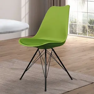 Soho Green Plastic Dining Chair with Black Metal Legs