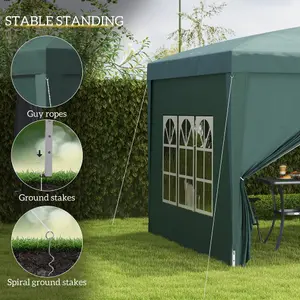 Outsunny 3mx3m Pop Up Gazebo Party Tent Canopy Marquee with Storage Bag Green