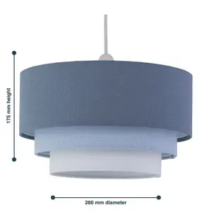 First Choice Lighting Gabi Blue Ombre Linen 3 Tier Ceiling Light Shade