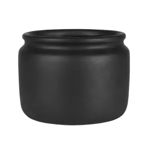 Moda Large Ceramic Black Jar Plant Pot. H15 x W19cm