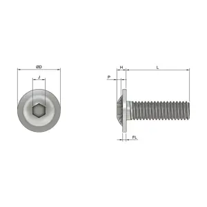 M5 x 10mm Flanged Button Head Screws Allen Socket Bolts Stainless Steel A2 ISO 7380-2 Pack of 10