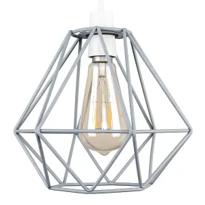 ValueLights Diablo Grey Ceiling Pendant Shade and B22 Pear LED 4W Warm White 2700K Bulb