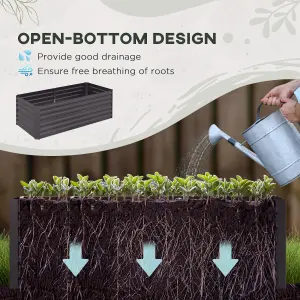 Outsunny Galvanised Steel Outdoor Raised Bed w/ Reinforced Rods, Dark Grey