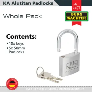 Solid Aluminium Keyed alike 50mm Padlock (5 in a box)