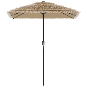 Berkfield Garden Parasol with LEDs and Steel Pole Brown 300x200x250 cm