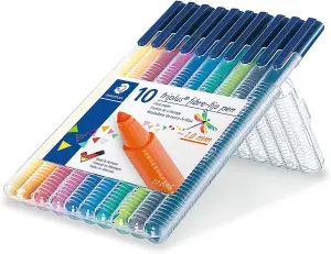 Staedtler 323 Triplus Colour Fibre-Tip Pens, 1.0 mm, Assorted Colours, Pack of 10