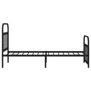 Berkfield Metal Bed Frame with Headboard and Footboard Black 90x190 cm