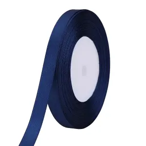 15mm Navy Double Sided Satin Polyester Ribbon Roll, 25 metres