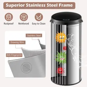 Costway 30L Automatic Trash Can Motion Sensor Garbage Bin with Stainless Steel Frame