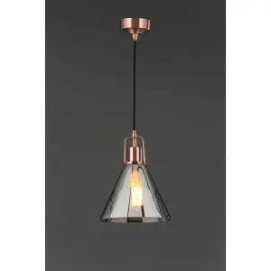 Inlight Dafyd Pendant Glass & metal Antique copper effect Ceiling light