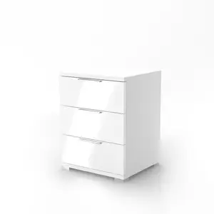 Machias 3 Drawer Bedside Table High-Gloss White