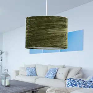 First Choice Lighting Green Crushed Velvet 25cm Pendant Lightshade