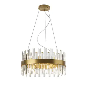 Luminosa Grace 14 Light Pendant Ceiling Light Brushed Gold, Transparent, G9