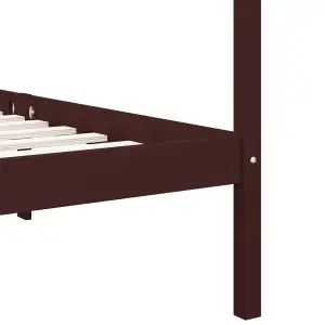 vidaXL Canopy Bed Frame Dark Brown Solid Pine Wood 120x200 cm