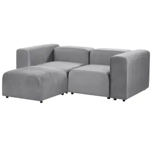 2 Seater Modular Velvet Sofa with Ottoman Grey FALSTERBO