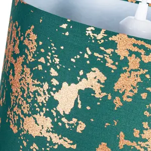 Modern Green Cotton Fabric Lampshade with Copper Foil Decor for Table or Ceiling