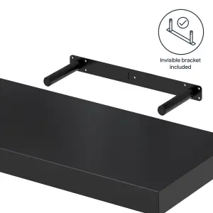 GoodHome Cusko Black Rectangular Floating shelf (L)60cm x (D)23.5cm