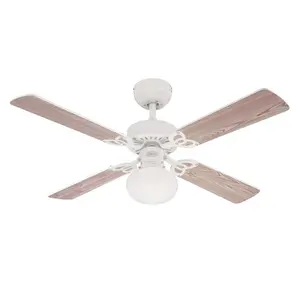 Romain 105cm Ceiling Fan White/White or Washed Pine