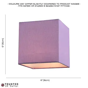 Contemporary and Stylish Soft Lilac Linen Fabric Square 16cm Lamp Shade