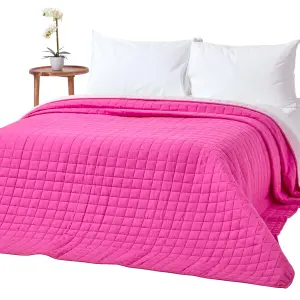 Homescapes Cotton Quilted Reversible Bedspread Pink & Cerise, 150 x 200 cm