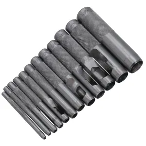 12pc Hollow Punch Set for Marking Gaskets Leather Canvas Belts 1/8" - 3/4"