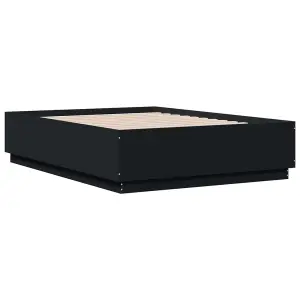 Berkfield Bed Frame with LED without Mattress Black 135x190 cm Double